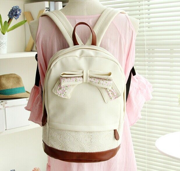 Pu Lather Backpack Hipster Backpack Girls Backpack Canvas Backpack White